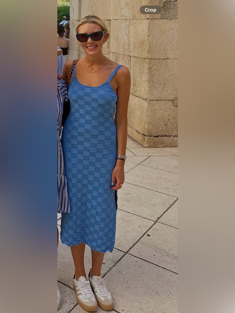 Blue Geometric Midi Dress Like New